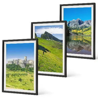 Lot de 3 tableaux pour salon représentant des collines verdoyantes avec un château