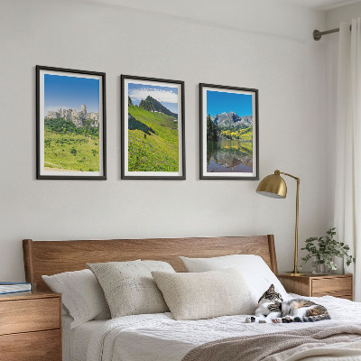 Lot de 3 tableaux pour salon Des collines verdoyantes avec un château