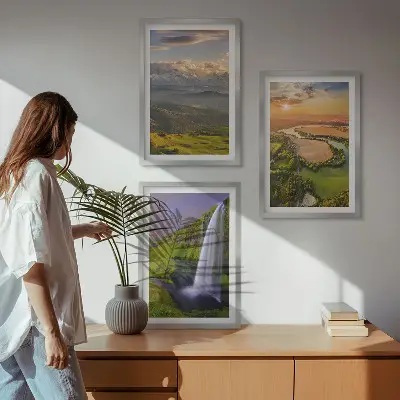 Cadre photo mural représentant des rivières de montagne, des cascades et de la nature