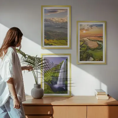 Cadre photo mural représentant des rivières de montagne, des cascades et de la nature