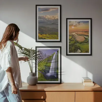 Cadre photo mural représentant des rivières de montagne, des cascades et de la nature