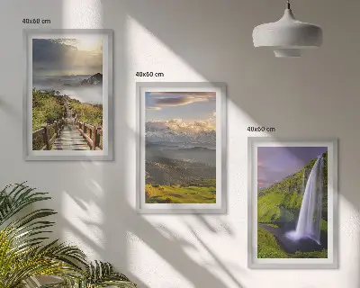 Cadre photo mural paysages de montagne avec cascade