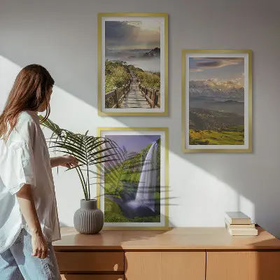 Cadre photo mural paysages de montagne avec cascade