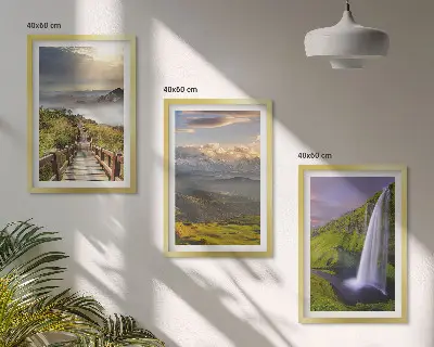 Cadre photo mural paysages de montagne avec cascade