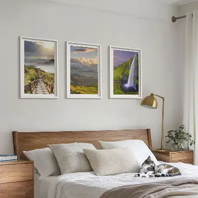 Cadre photo mural paysages de montagne avec cascade