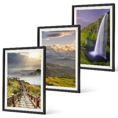 Cadre photo mural paysages de montagne avec cascade