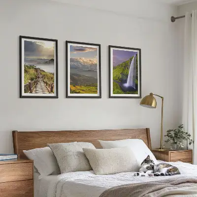 Cadre photo mural paysages de montagne avec cascade