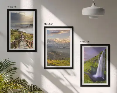 Cadre photo mural paysages de montagne avec cascade