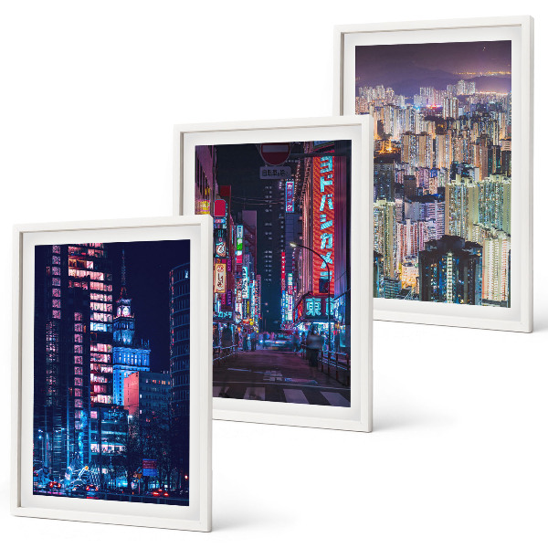 Cadre photo mural Lumières néon de la ville nocturne