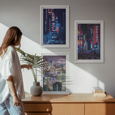 Cadre photo mural Lumières néon de la ville nocturne