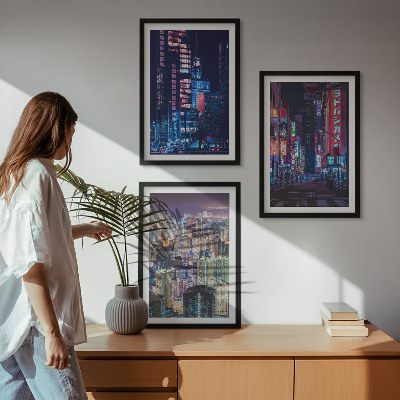 Cadre photo mural Lumières néon de la ville nocturne