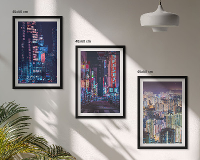 Cadre photo mural Lumières néon de la ville nocturne