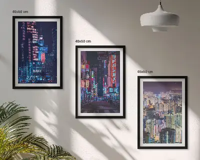 Cadre photo mural représentant des lumières néon de la ville nocturne
