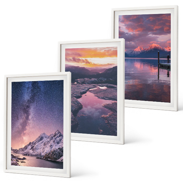 Lot de 3 tableaux pour salon Montagnes, eau, paysages magnifiques