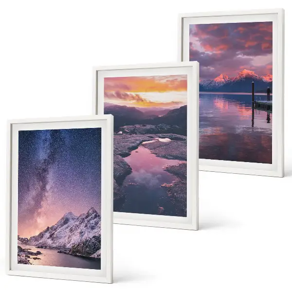 Lot de 3 tableaux pour salon paysages magnifiques de montagnes et d'eau