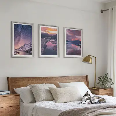 Lot de 3 tableaux pour salon paysages magnifiques de montagnes et d'eau