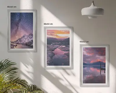 Lot de 3 tableaux pour salon paysages magnifiques de montagnes et d'eau