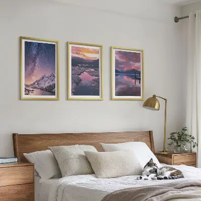 Lot de 3 tableaux pour salon paysages magnifiques de montagnes et d'eau