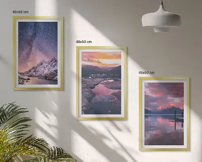 Lot de 3 tableaux pour salon paysages magnifiques de montagnes et d'eau