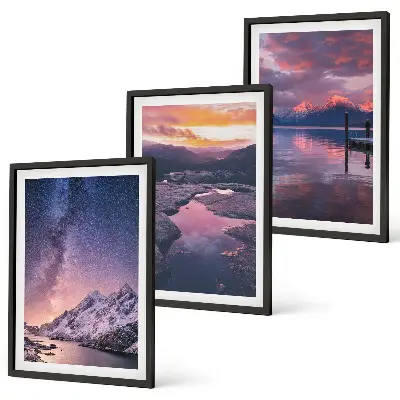 Lot de 3 tableaux pour salon paysages magnifiques de montagnes et d'eau