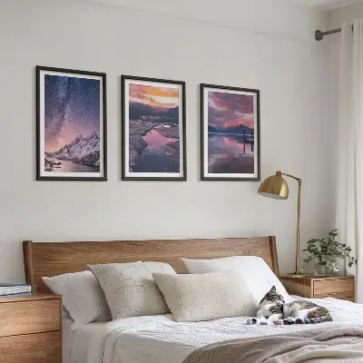 Lot de 3 tableaux pour salon paysages magnifiques de montagnes et d'eau