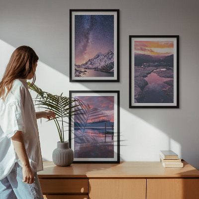 Lot de 3 tableaux pour salon Montagnes, eau, paysages magnifiques