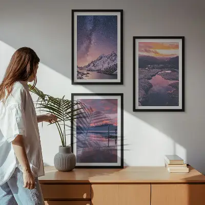 Lot de 3 tableaux pour salon paysages magnifiques de montagnes et d'eau