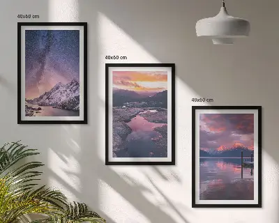 Lot de 3 tableaux pour salon paysages magnifiques de montagnes et d'eau