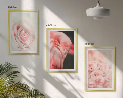 Cadre photo mural avec motif délicat de flamants roses pastel
