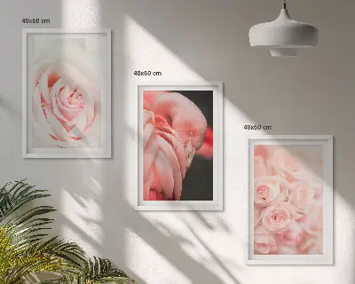 Cadre photo mural avec motif délicat de flamants roses pastel