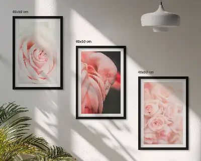 Cadre photo mural avec motif délicat de flamants roses pastel