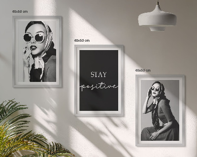 Lot de 3 tableaux pour salon Portraits élégants de femmes portant des lunettes