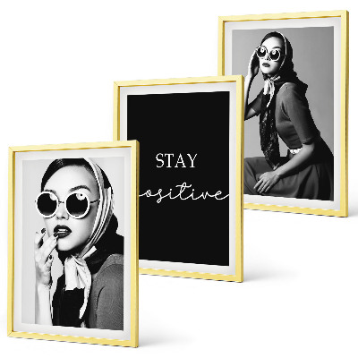 Lot de 3 tableaux pour salon Portraits élégants de femmes portant des lunettes