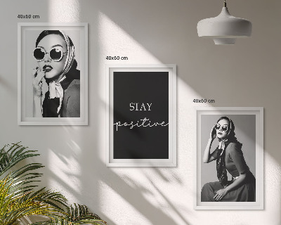 Lot de 3 tableaux pour salon Portraits élégants de femmes portant des lunettes