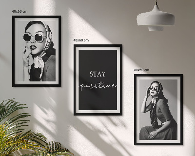 Lot de 3 tableaux pour salon Portraits élégants de femmes portant des lunettes