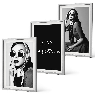 Lot de 3 tableaux pour salon Portraits élégants de femmes portant des lunettes