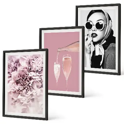 Cadre photo mural représentant des roses et une dame élégante
