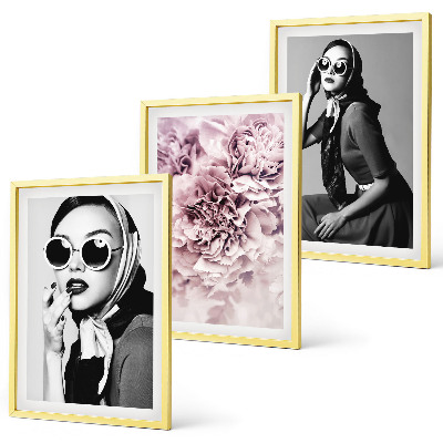 Lot de 3 tableaux pour salon Portraits élégants de femmes avec des fleurs