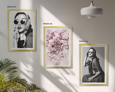 Lot de 3 tableaux pour salon Portraits élégants de femmes avec des fleurs