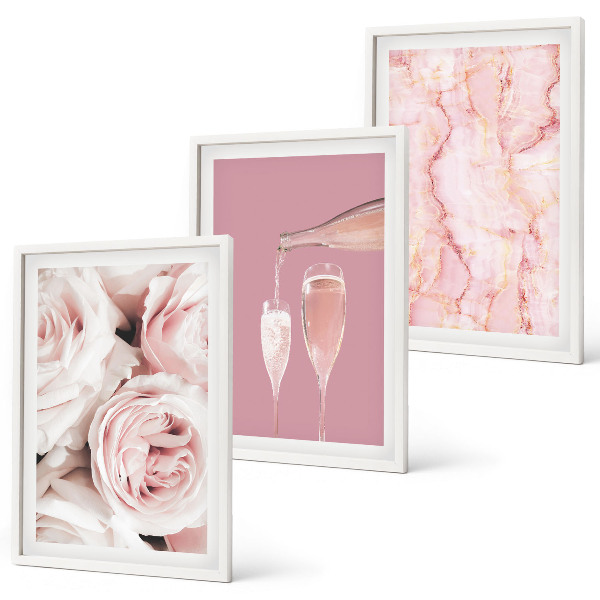 Cadre photo mural Fond en marbre avec des roses de champagne