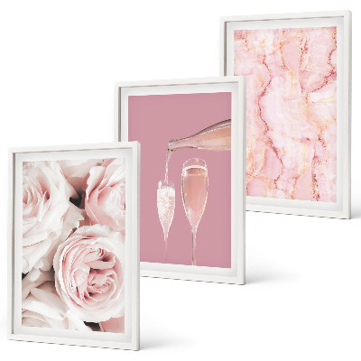 Cadre photo mural Fond en marbre avec des roses de champagne