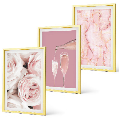 Cadre photo mural Fond en marbre avec des roses de champagne
