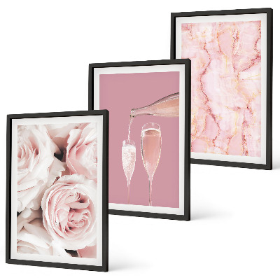 Cadre photo mural Fond en marbre avec des roses de champagne