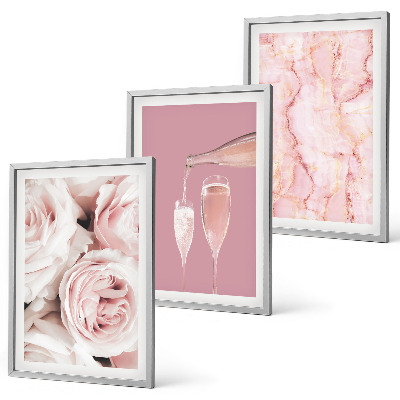 Cadre photo mural Fond en marbre avec des roses de champagne