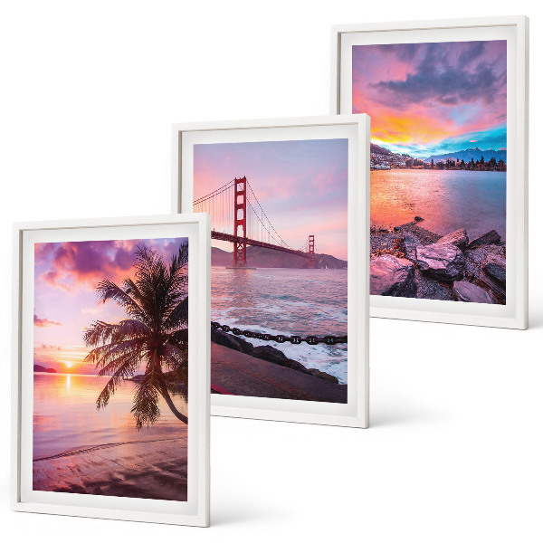 Lot de 3 tableaux pour salon Paysage du pont au coucher du soleil