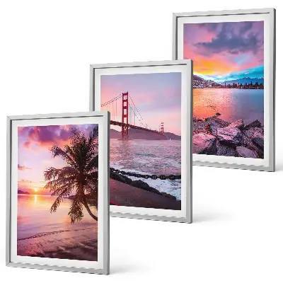 Lot de 3 tableaux pour salon représentant un paysage de pont au coucher du soleil