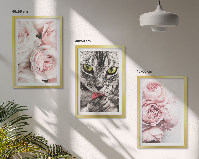 Cadre photo mural Chat dans des fleurs roses