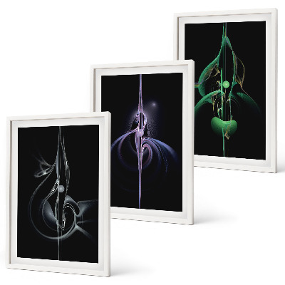 Lot de 3 tableaux pour salon Motifs abstraits noirs