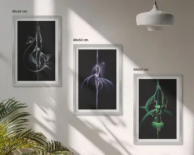 Lot de 3 tableaux pour salon avec motifs abstraits noirs