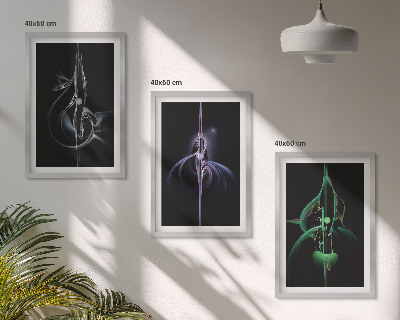 Lot de 3 tableaux pour salon Motifs abstraits noirs